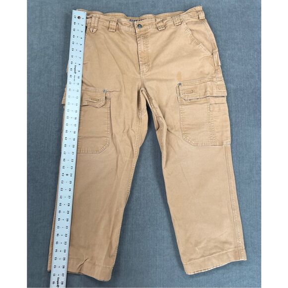 Duluth Flex Fire Hose Cargo Pants Mens 42x32 Brown Workwear Utility Pockets - Picture 2 of 11